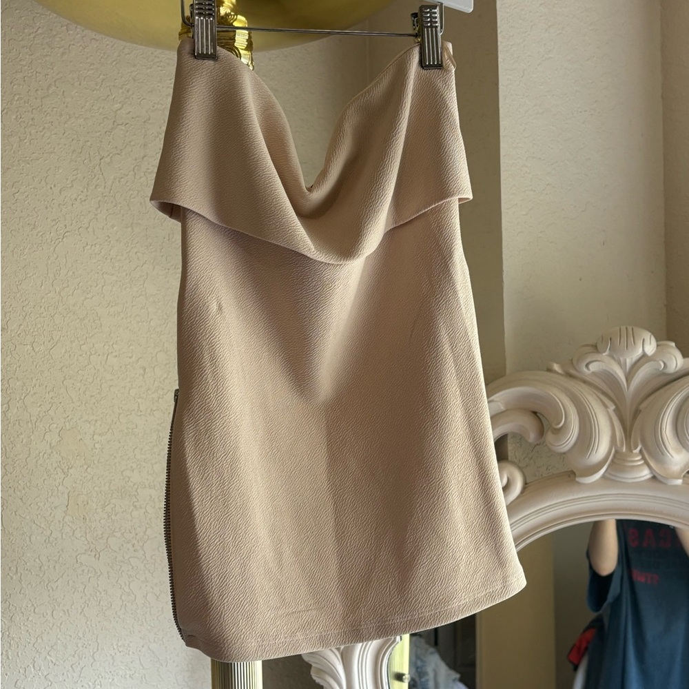 Zara beige strapless zippered top
